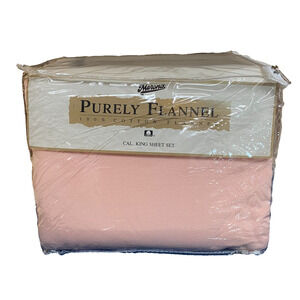 Vintage New Cotton Flannel Sheet Set Pink Cal King 76B